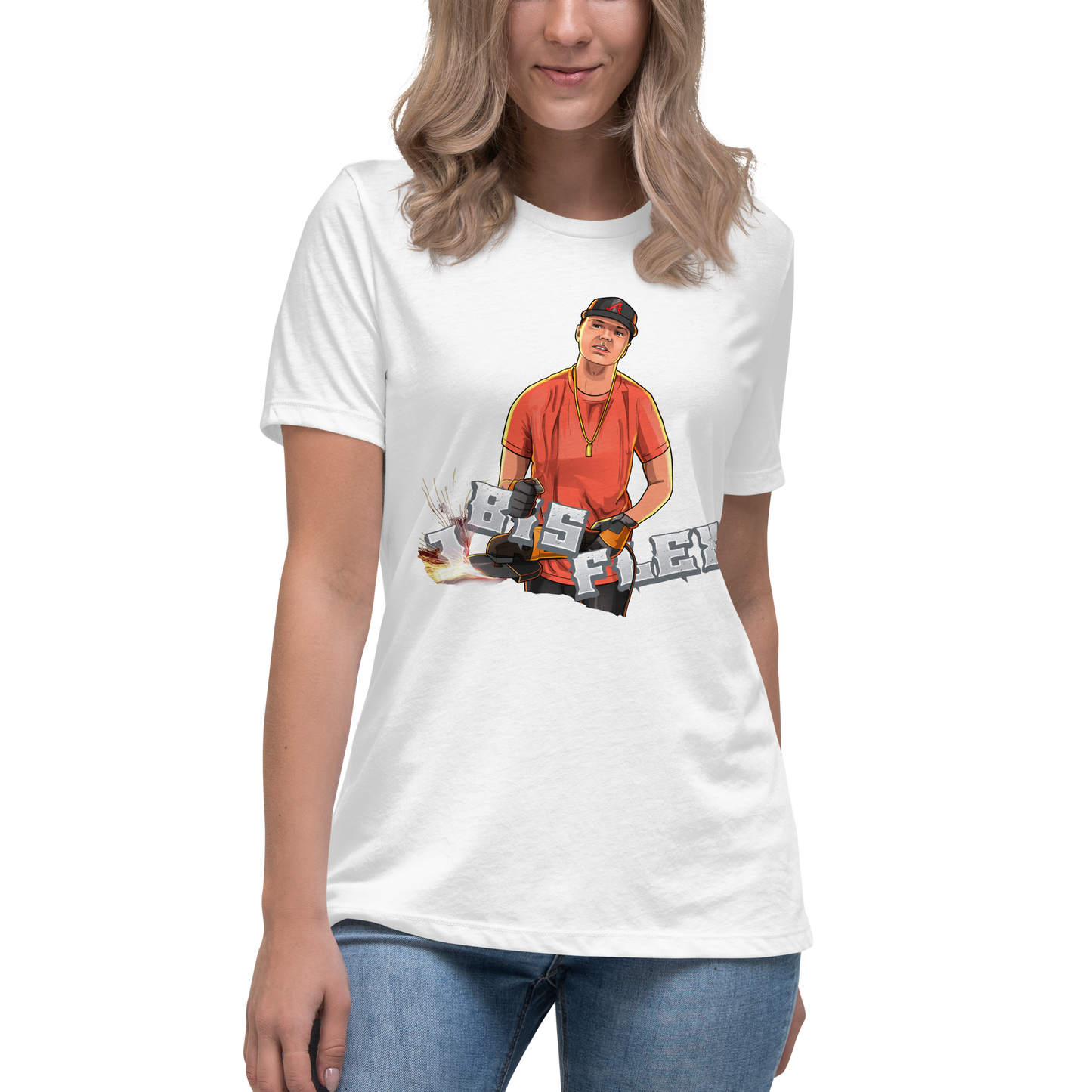 1 bis Flex - Women's Relaxed T-Shirt, white