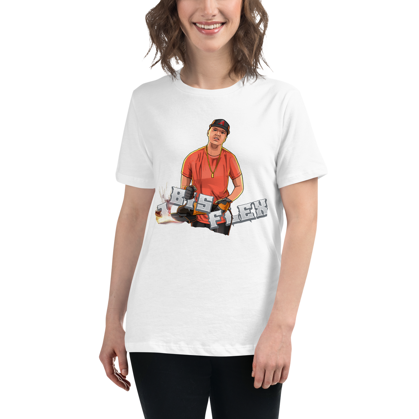 1 bis Flex - Women's Relaxed T-Shirt, white